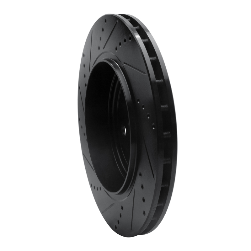 Dodge Durango Brake Rotor (1) - Rear Right - R1 Concepts - Drilled & Slotted - Black - `12-`25